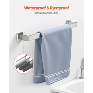 Set di Accessori per Bagno in Acciaio Inox da 24 Pollici, 5 Pezzi, Include Portasciugamani e Porta Accappatoio, Finitura Nichel Spazzolato per Hotel - Product Image 3
