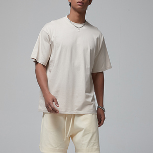 Camiseta de Hombre 2024 Personalizada, Manga Corta, 100% Algodón, Hombros Caídos, Color Sólido, Estilo Urbano, Estampado, 220g, Tejido de Punto - Product Image 6