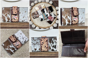 Nouvelle Pochette Femme en Cuir Véritable de Vachette Tressé à Motifs Floraux, Portefeuille de Voyage RFID avec Multiples Emplacements pour Cartes - Product Image 3