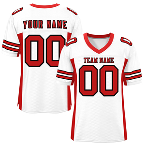 Custom American Football Jersey Men Black White Mesh V-Neck Short Sleeve Breathable Sublimated Print Team <b>Name</b> Number - Product Image 3