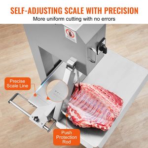 Sega a Nastro Elettrica Commerciale 2200W in Acciaio Inox per Carne e Ossa, Piano di Lavoro 62x52 cm, 0.16-8.7 Pollici - Product Image 4