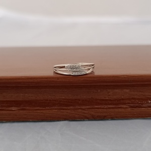 Namivaa Other Cute Geometric Triple Band <b>Silver</b> <b>Ring</b> Diamond Stones Elegant Minimalist Women's Wedding Anniversary Promise Gift - Product Image 3