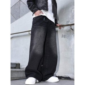 Jeans de Mezclilla Negros para Hombre, Corte Regular, Estilo Vintage Retro, Ecológicos, Transpirables, para Otoño, Verano e Invierno, Lavados - Product Image 2