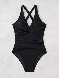 Maillot de bain une pièce tendance pour femme avec logo personnalisé, contrôle du ventre, col en V discret, par les fabricants de maillots de bain - Product Image 1