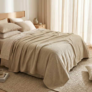 White Cotton Bed <b>Blanket</b> <b>for</b> Clean Minimalist Bedding Décor and Hospitality Home Textile Programs - Product Image 6