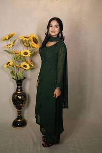 Ensemble Kurta Palazzo brodé de créateur pour femme, tenue de soirée, Salwar Kameez pakistanais avec Dupatta, pour fêtes et mariages ethniques - Product Image 3