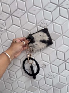 Western Cowhide Leather ATM Card Holder Stylish Clutch Wallet Purse Leather Wristlet Western Style Unisex Clutch Coin Clutch - Product Image 1