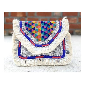 Style bohème indien fait à la main perlé femmes sac de messager nouvelle Collection géométrique soirée Shopping pochette sac à bandoulière fermeture éclair - Product Image 2