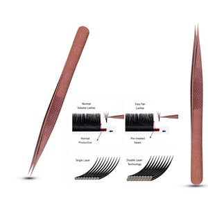 Pinzas para Extensión de Pestañas de Oro Rosa de Nuevo Diseño, Pinzas de Precisión para Uso en Salón, Logotipo Personalizado, Venta al por Mayor - Product Image 1