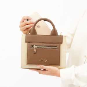 Sac à main rétro tendance en cuir PU avec coutures contrastées, grande capacité, sac seau, sac messager pour femme - Product Image 1