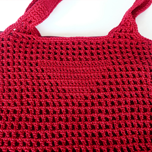 Handmade Crochet Nylon Mesh <b>Tote</b> <b>Bag</b> Red Zipper Shoulder <b>Bag</b> Summer Beach Handbag Pure Art Setup Handcrafted Fashion Accessories - Product Image 6