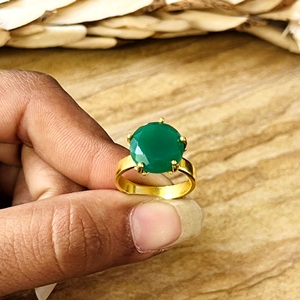 Trendy New Design Green Onyx <b>Rings</b> Boho Brass <b>Ring</b> for Women 18k Gold Plated <b>Dainty</b> Solitaire Fashion <b>Ring</b> For Wholesale/OEM/ODM - Product Image 6