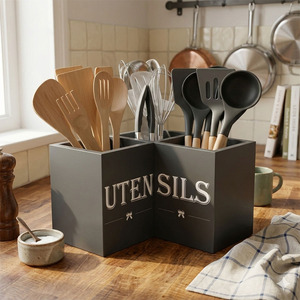 Moderna Caja de Almacenamiento de Vajilla para Esquina de Cocina de MDF, Estante Multifuncional No Plegable - Product Image 2