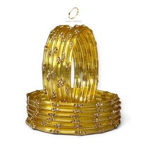 Collection de bracelets en verre goutte de pluie de Kasmir plaqués or jaune ambre de qualité supérieure pour femmes, bijoux de mariage et de fête - Product Image 2