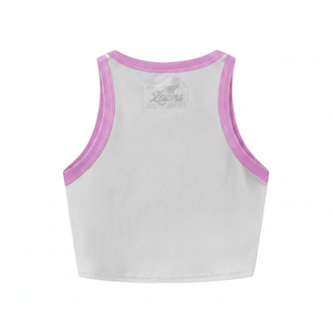Premium 280 GSM Rib Knit Cotton Crop Tank <b>Top</b> White Pink Print Slim Fit Breathable Anti-Wrinkle 3D Embroidery OEM - Product Image 2