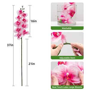 THAF-014 Tallos de Phalaenopsis de Primera Calidad con Tacto Real, Flores de Orquídea de Látex de Alta Calidad para Arreglos Florales Interiores Elegantes - Product Image 2