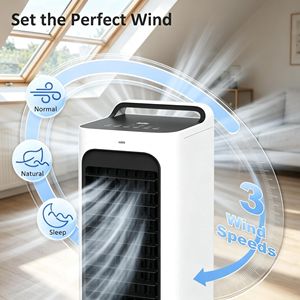 Raffrescatore d'Aria con Timer Remoto, Ventilatore con Raffreddamento a Ghiaccio, Umidificatore da 4L e Pacchi Ghiaccio, Spina AU/EU, Serbatoio d'Acqua da 20L per Uso Domestico - Product Image 5
