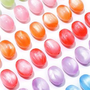 Oval Resin <b>Beads</b> Pink Orange Red Purple <b>Blue</b> Loose <b>Beads</b> for Jewelry Making by Handmade Collection - Product Image 1