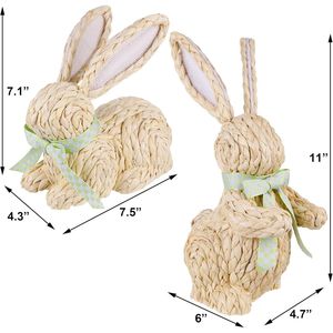 Set di 2 Coniglietti Pasquali in Vimini, Decorazioni per Centrotavola, Arredamento Primaverile Rustico per Interni, Coniglietti Pasquali 2022 - Product Image 1