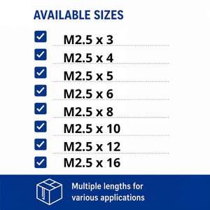 สกรูหัวหกเหลี่ยมเกลียวปล่อย ขนาด M2.5x8 มม. เกรด 12.9 ผลิตจากเหล็กอัลลอยด์เคลือบสีดำออกไซด์ มาตรฐาน ISO 4762 DIN 912 เกลียวหยาบ เกลียวเต็มตัว ปลายแบน - Product Image 2