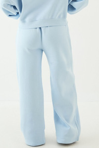 <b>Women</b> Light Blue Wide Leg Sweatpants High Waist Drawstring Casual Loose Fit <b>Lounge</b> Trousers Straight Leg Jogger <b>Pants</b> Wholesale - Product Image 2