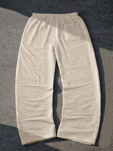 Pantalon de survêtement beige pour homme, taille élastique avec cordon de serrage, décontracté, respirant, en coton tricoté léger, idéal pour l'été - Product Image 2