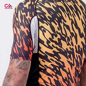 CARE MASTER Men's Short Sleeve Rash Guard <b>Flame</b> Print Quick Dry Polyester Sport Top Adult Training <b>Shirt</b> - Product Image 6