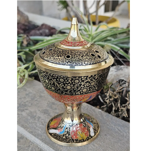 Quemador de Incienso de Latón Ecológico con Acabado Antiguo Tradicional, Decoración Religiosa y Espiritual para el Hogar, Solución de Confort para Rituales Diarios - Product Image 1