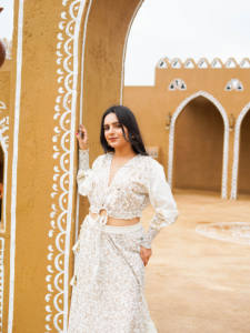 Robe midi bohème en dentelle blanche à imprimé floral numérique, robe d'été trapèze, tenue de plage féminine - Product Image 4