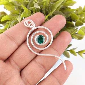 925 Sterling Silver <b>Emerald</b> Cut Bezel Sett Natural Green Faceted Cut Gemstone Statement <b>Pendants</b> Custom Handmade For Women Wear - Product Image 4