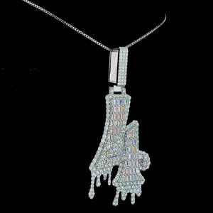 Silver Moissanite Winged Heart Pendant Necklace <b>Angel</b> Wings Iced Out Hip Hop Jewelry Women - Product Image 3
