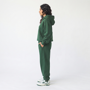 Conjunto de dos piezas de chándal holgado de forro polar para mujer, con capucha y pantalones jogger de pierna ancha, estilo urbano de moda, informal de invierno - Product Image 3
