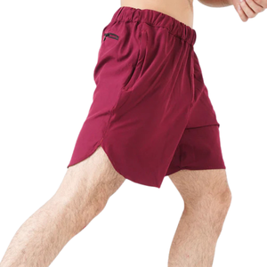 <b>Mens</b> Elastic Waist Solid Knitted Quick Dry Breathable Lightweight Running <b>Shorts</b> for Gym Training Sports Workout <b>Red</b> - Product Image 3
