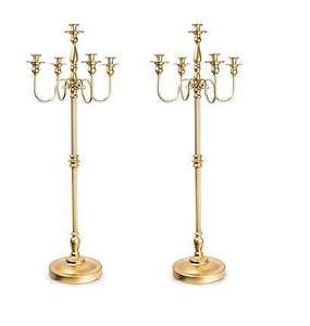 Juego de 2 candelabros de 5 brazos, color dorado personalizado, para bodas, candelabros metálicos decorativos con soporte de 5 brazos. - Product Image 1