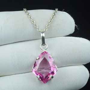 Pendentif Goutte d'Eau en Kunzite Rose Véritable, Collier Élégant en Argent Sterling 925, Cadeau Pierre de Naissance de Février - Product Image 6