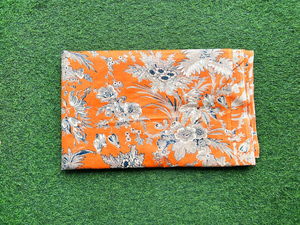 Orange Floral Hand Block Print Cotton Fabric Jaipur Sanganeri Indian Cotton Dress <b>Sewing</b> Fabric by Yard Textile - Product Image 3