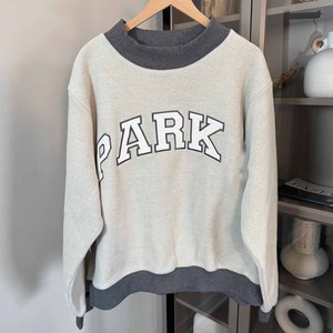 Parke OEM Custom Women's <b>Mock</b> <b>Neck</b> Crew Sweatshirt Heavyweight Cotton Fleece Chenille Logo Embroidery Streetwear Factory - Product Image 1