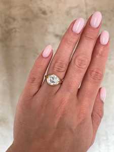 Bague de fiançailles solitaire vintage en or massif 14k 18k avec diamant de laboratoire taille ancienne mine ronde 3 carats serti clos, fabrication de bagues de mariage - Product Image 3