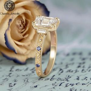 Bague de Fiançailles et d'Éternité Classique pour Femme Charm_Jewells en Argent Plaqué Or Rose 18K avec Moissanite Taille Coussin et Sertissage à Griffes IGI - Product Image 3