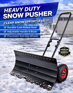 Pala quitanieves de acero de 30 pulgadas de ancho con ruedas, hoja y mango ajustables, pala de nieve de acero para entrada de vehículos y uso exterior ODGWTO014 - Product Image 4