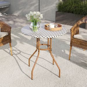 Tavolo da bistrot da esterno da 27,5 pollici con struttura in metallo resistente e piedini regolabili - Product Image 3