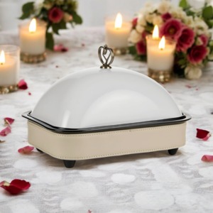 Casserole rectangulaire moderne avec couvercle blanc, idéale pour le service en buffet, la restauration et les dîners en restaurant, vente en gros depuis l'Inde - Product Image 5