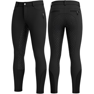 Pantalon d'équitation professionnel à grip intégral, taille haute, fermeture éclair, en coton, coupe ajustée, poches latérales, protection dorsale pour - Product Image 2
