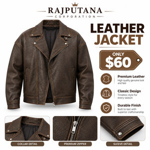 Chaqueta de cuero para hombre estilo motociclista con cuello vuelto y cremallera, abrigo informal de moda urbana para hombre - Product Image 1