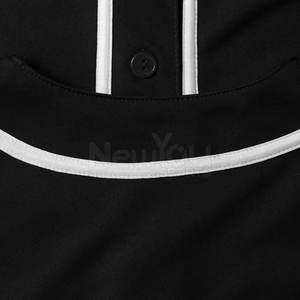 Nouveau Maillot de Baseball Homme NOIR Imprimé Manches Courtes Boutons Devant Respirant Polyester Imprimé par Transfert Thermique Coupe Classique - Product Image 2