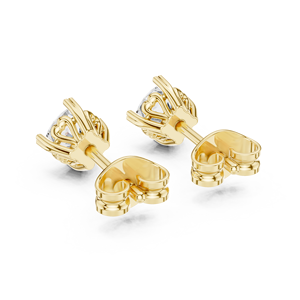 Boucles d'oreilles clous en diamant rond, or jaune 18 carats, solitaires - Product Image 4