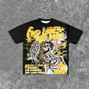 Camisetas Personalizadas de Manga Corta para Hombre, Estilo Y2K, Estampado Gráfico, 100% Algodón Transpirable, Corte Cuadrado Vintage, Cuello Redondo - Product Image 1