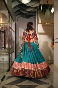 Reversible Embroidered Cotton Lehenga Choli for Women Floor-Length Quick Dry <b>Wedding</b> Diwali Party <b>Dress</b> All Seasons Indian - Product Image 3