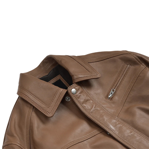 Men's High Street Stylish Casual Autumn Cow Skin Jacket Stand Collar Windproof Quick Dry Thick Warm <b>Gloves</b> Motorcycle Use - Product Image 3