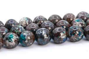 Cuentas de Cuarzo Azurita Malaquita Color Café, Piedras Preciosas Naturales Genuinas, Hilo Completo de Cuentas Redondas Sueltas de 15.5 Pulgadas, a Granel - Product Image 4